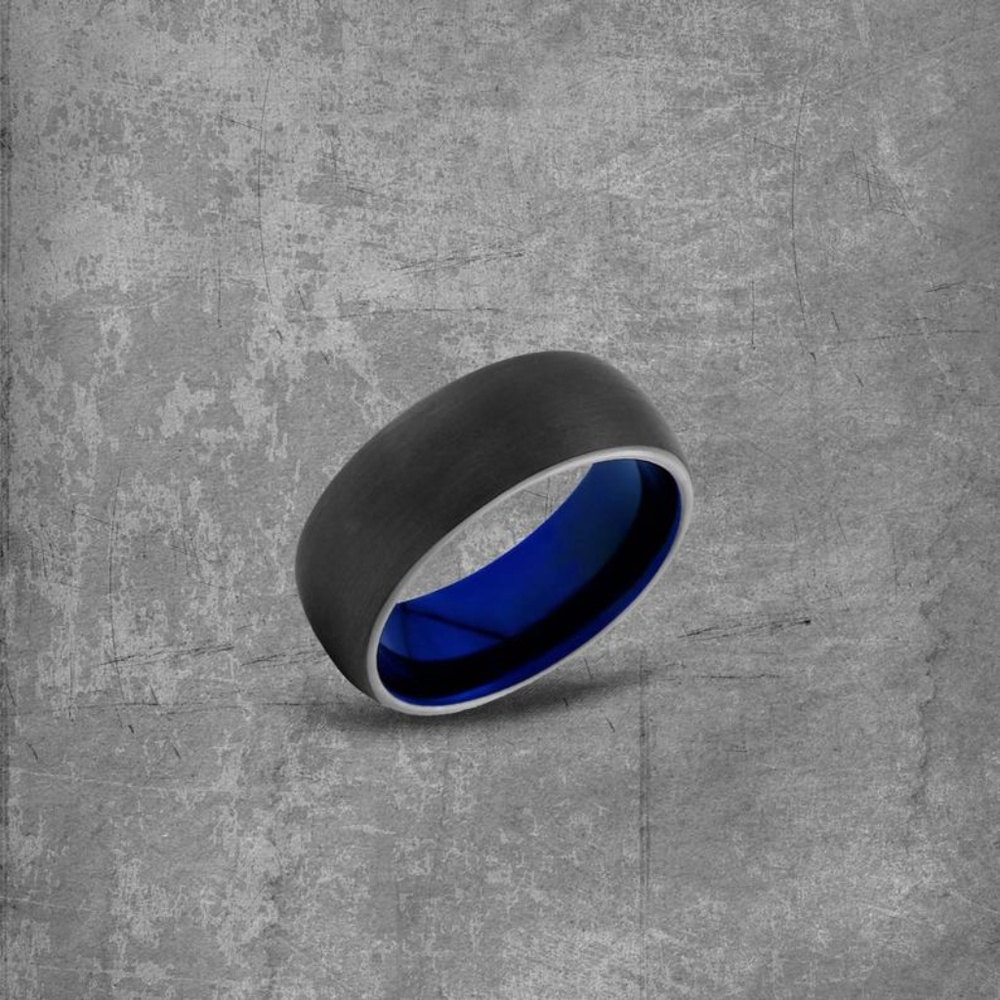Personalized Black Ring: Blue Ring| Name Ring